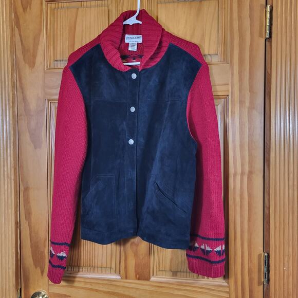 Vintage RARE 90s Pendleton Wool Suede Jacket Aztec Southwest Size XL - Picture 2 of 4